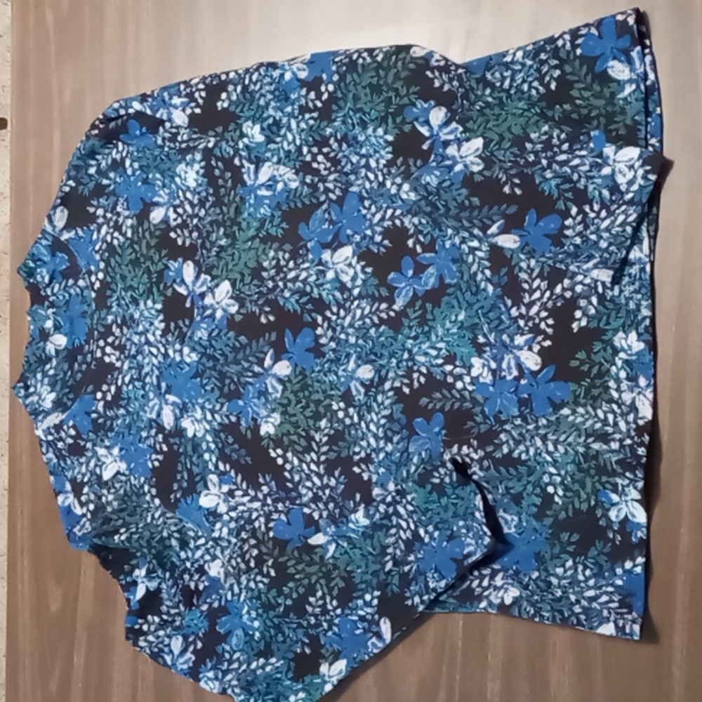 Studio Works Dark Flowered Long Sleeve Mock Neck 1X